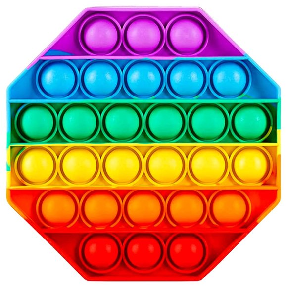 Push Pop Bubble Rainbow Octagon Fidget Toy - Picture 2 of 7